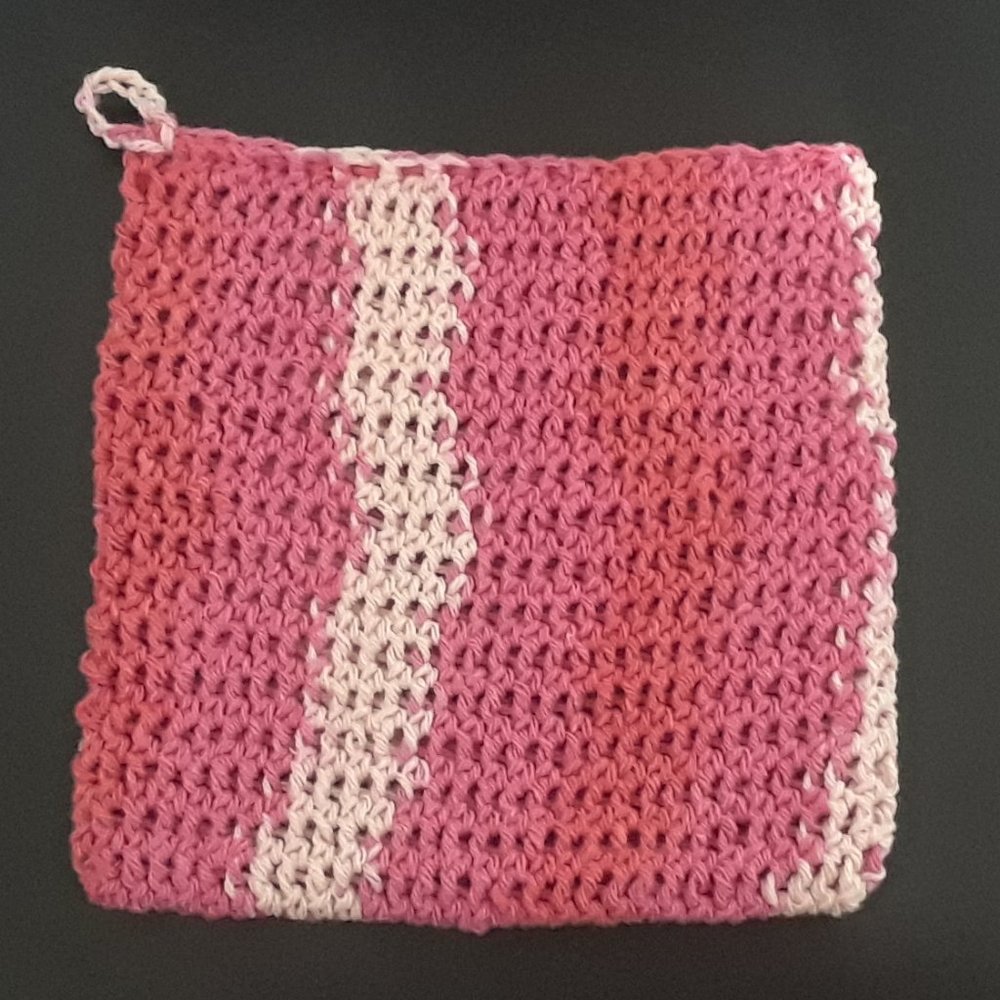 Pink Double Thick Potholder with Handle